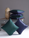 Soft Polyester Textured Designer Plain Cushion Covers 16 inch x 16 inch Set of 5 - Green & Navy Blue