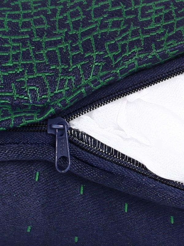 Soft Polyester Textured Designer Plain Cushion Covers 16 inch x 16 inch Set of 5 - Green & Navy Blue