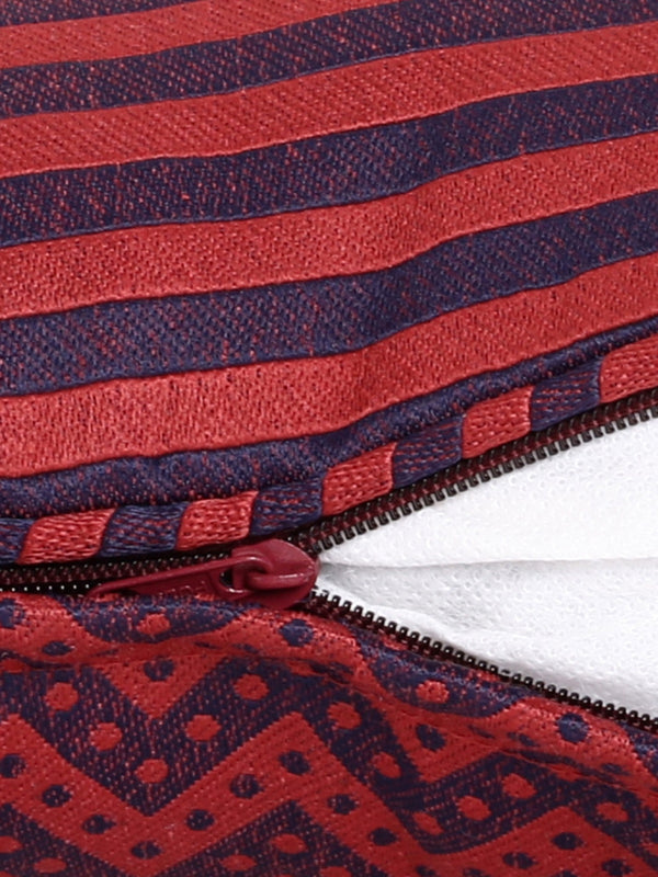 Soft Polyester Textured Designer Cushion Covers 16 inch x 16 inch Set of 5 - Maroon