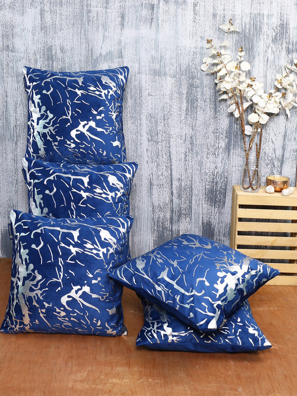 Blue Set of 5 Polyester 16 Inch x 16 Inch Cushion Covers