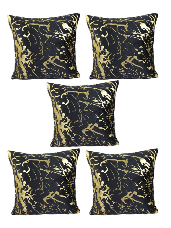 Black Set of 5 Polyester 16 Inch x 16 Inch Cushion Covers