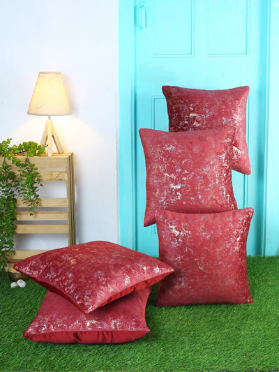 Maroon Set of 3 Polyester 16 Inch x 16 Inch Cushion Covers