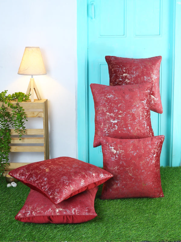 Maroon Set of 3 Polyester 16 Inch x 16 Inch Cushion Covers
