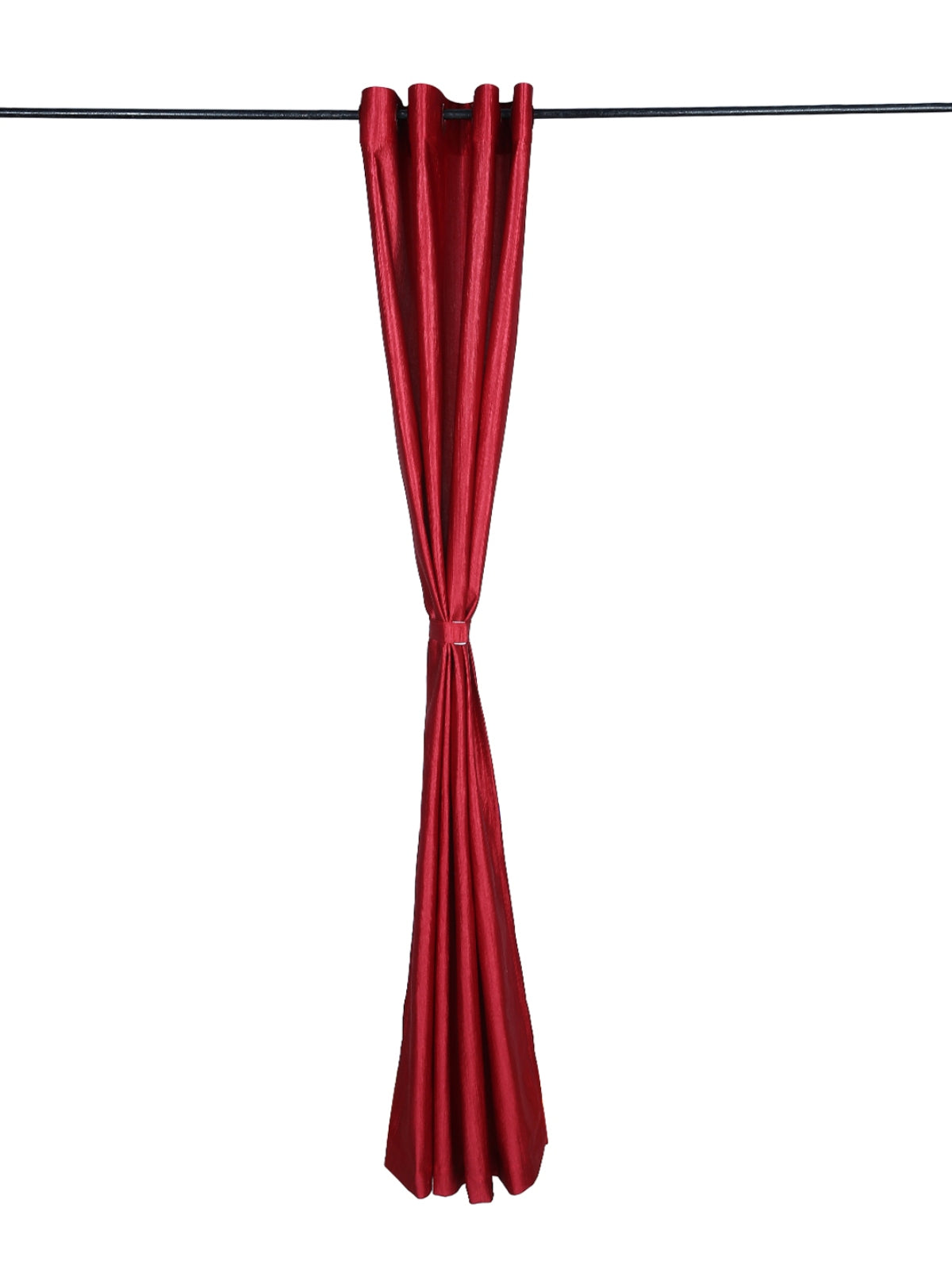 Romee Red Solid Patterned Set of 1 Door Curtains