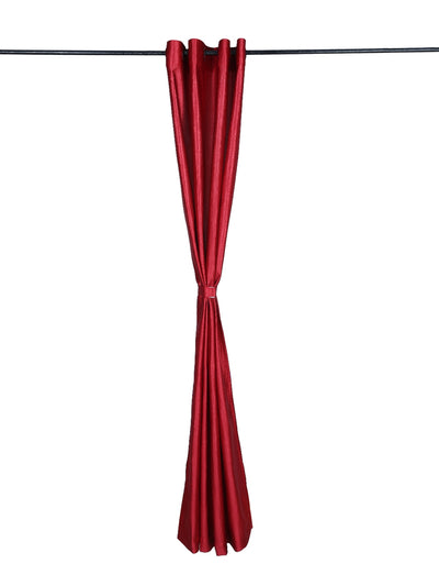 Romee Red Solid Patterned Set of 1 Door Curtains