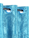 Romee Turquoise Blue Floral Patterned Set of 1 Door Curtains