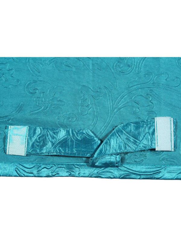 Romee Turquoise Blue Floral Patterned Set of 1 Door Curtains