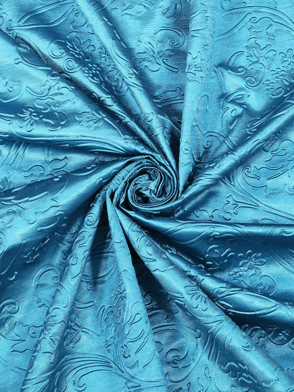 Romee Turquoise Blue Floral Patterned Set of 1 Door Curtains