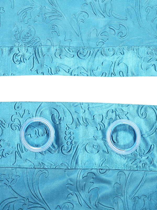 Romee Turquoise Blue Floral Patterned Set of 1 Door Curtains