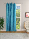 Romee Turquoise Blue Floral Patterned Set of 1 Door Curtains
