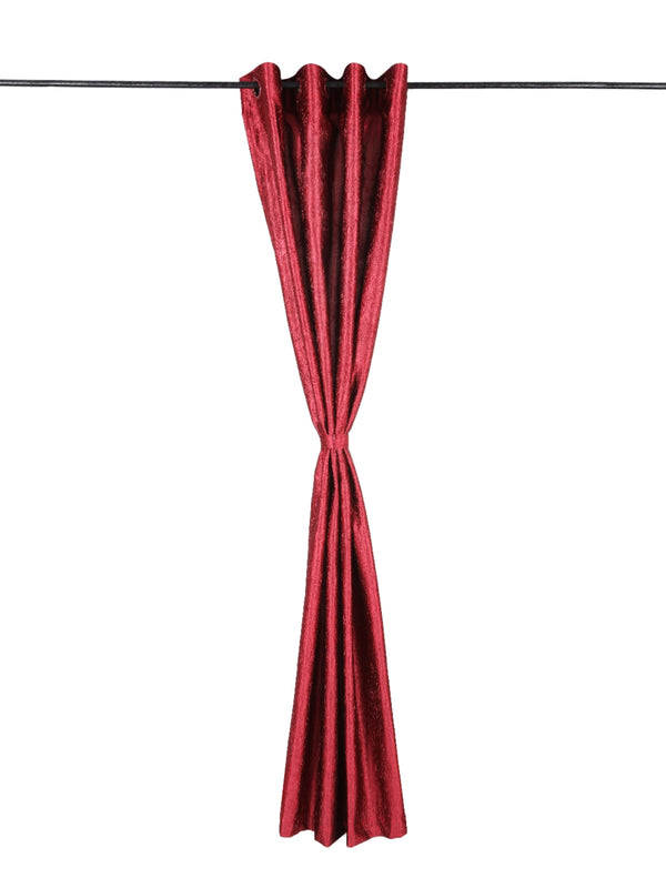 Romee Maroon Damask Patterned Set of 1 Door Curtains