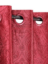 Romee Maroon Damask Patterned Set of 1 Door Curtains