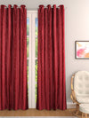 Romee Maroon Damask Patterned Set of 1 Door Curtains