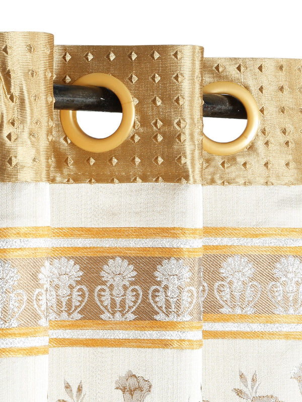 Romee Gold Ethnic Motifs Patterned Set of 1 Door Curtains