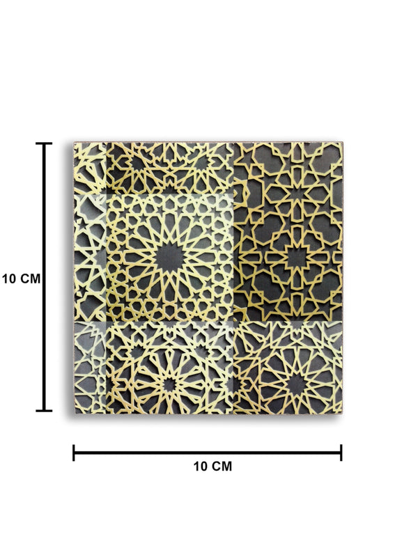 Black & Yellow Set of 6 Wooden Coasters