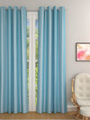 Turquoise Blue Set of 2 Stripes Room Darkening Door Curtain