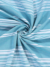 Turquoise Blue Set of 2 Stripes Room Darkening Door Curtain