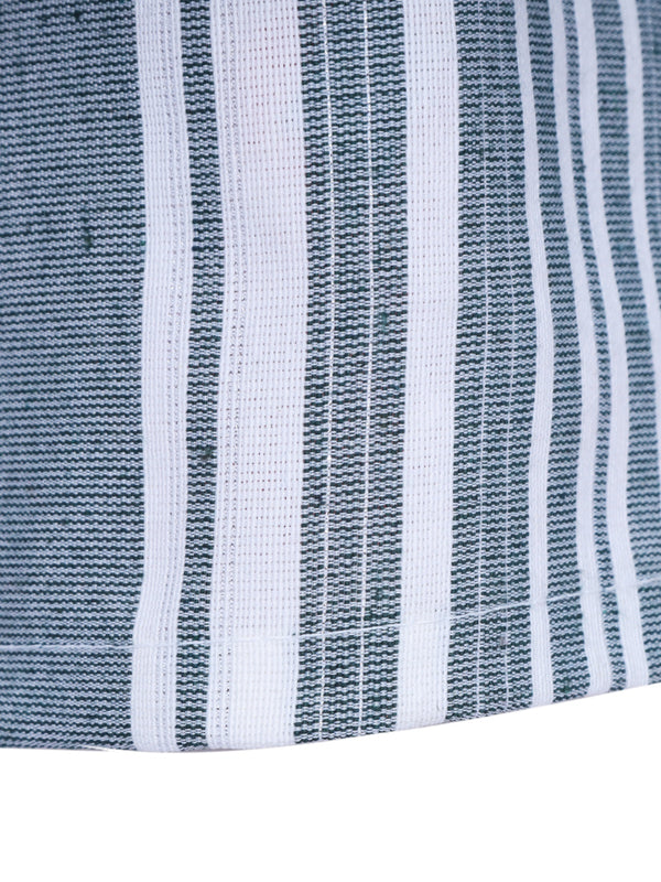 Green & White Set of 2 Stripes Room Darkening Door Curtain