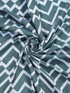 Green & White Set of 2 Geometric Room Darkening Door Curtain