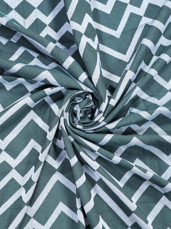 Green & White Set of 2 Geometric Room Darkening Door Curtain