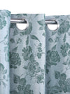 White & Green Set of 2 Floral Room Darkening Door Curtain