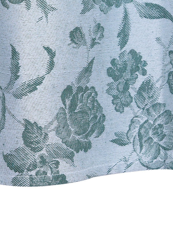 White & Green Set of 2 Floral Room Darkening Door Curtain