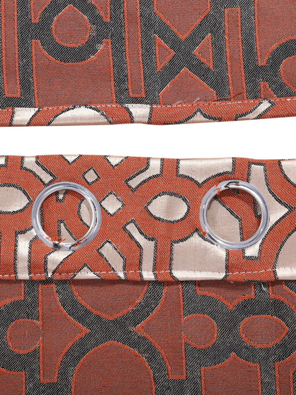 Romee Orange & Beige Polycotton Set of 2 Curtain Door Curtains