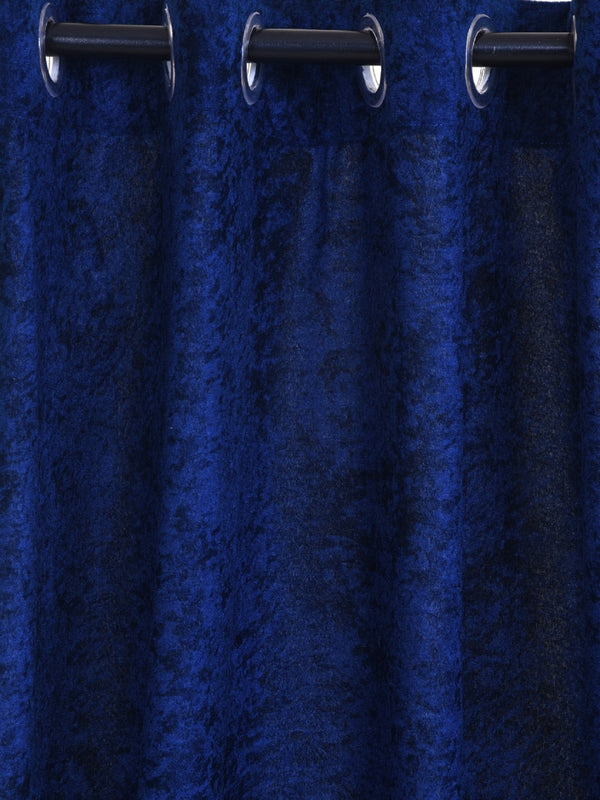 Romee Royal Blue Solid Patterned Set of 2 Door Curtains