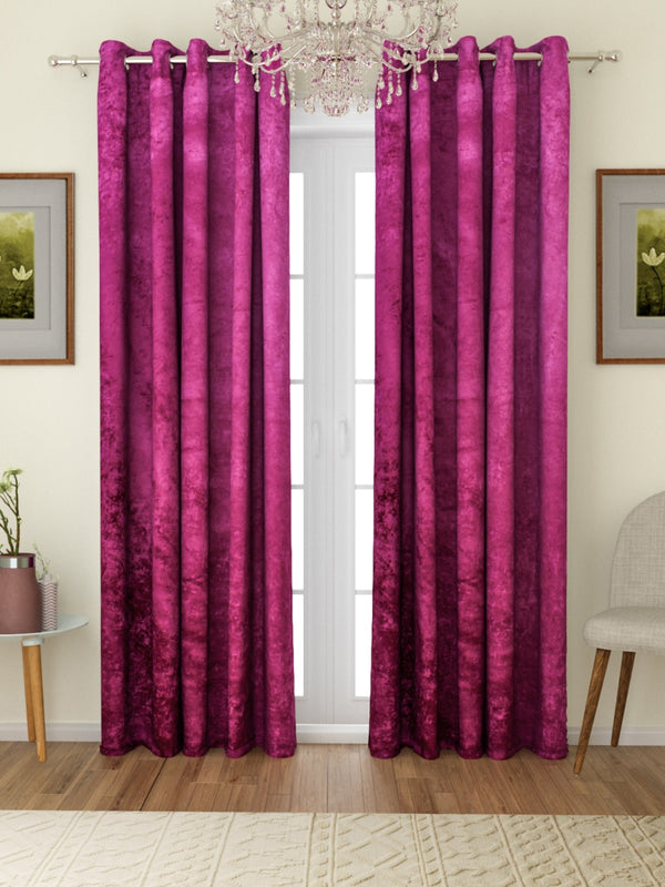 Romee Pink Solid Patterned Set of 2 Door Curtains