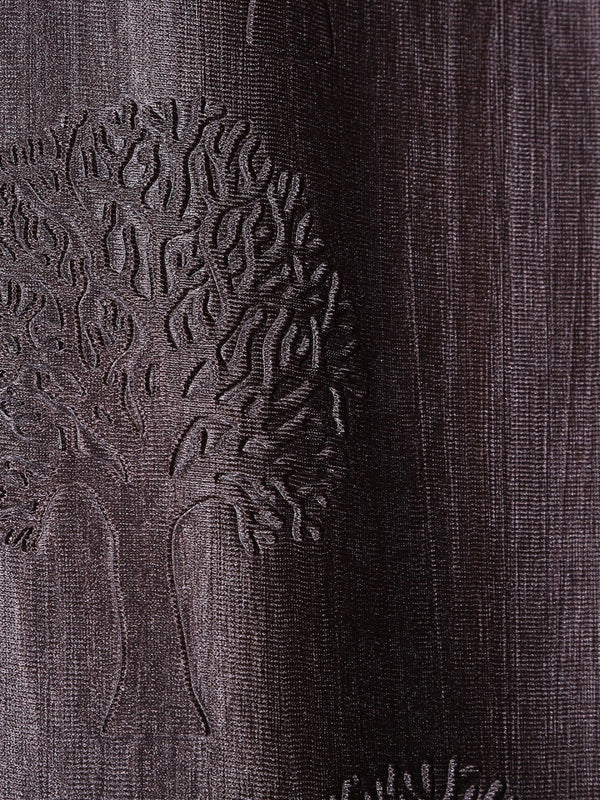 Romee Coffee Brown Tree Patterned Set of 2 Window Curtains