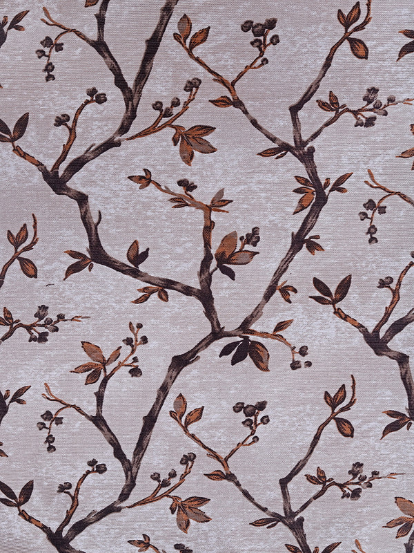 Romee Brown & Cream Floral Patterned Set of 2 Window Curtains