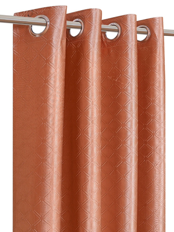 Romee Orange Geometric Patterned Set of 2 Long Door Curtains