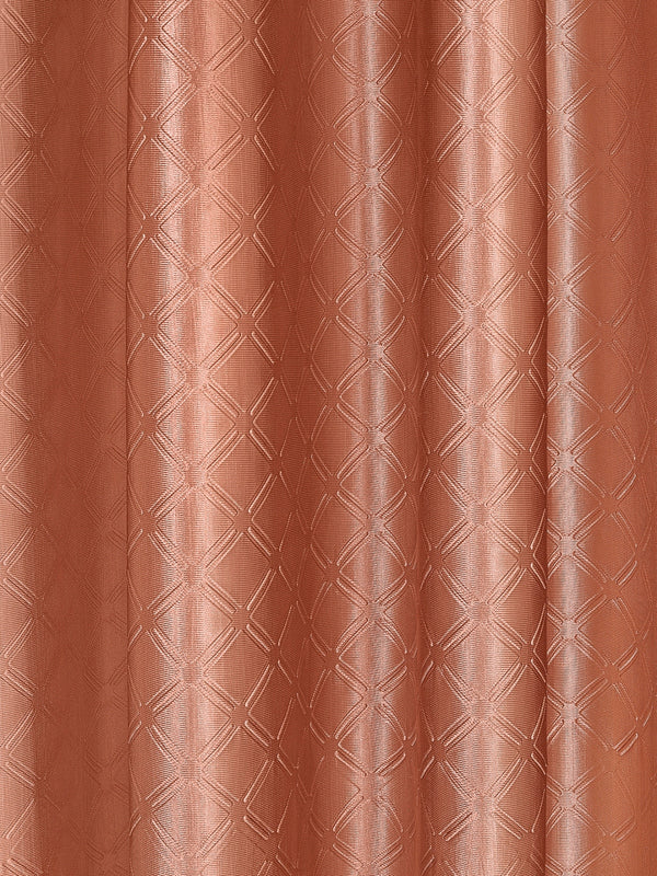Romee Orange Geometric Patterned Set of 2 Long Door Curtains