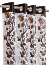 Romee Brown & Off White Floral Patterned Set of 2 Long Door Curtains