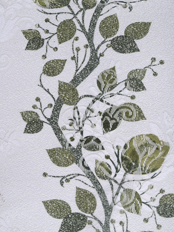 Romee Green & Off White Floral Patterned Set of 2 Long Door Curtains