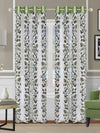 Romee Green & Off White Floral Patterned Set of 2 Long Door Curtains