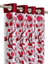 Romee Maroon & Off White Floral Patterned Set of 2 Long Door Curtains