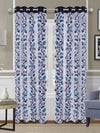 Romee Blue & Off White Floral Patterned Set of 2 Long Door Curtains