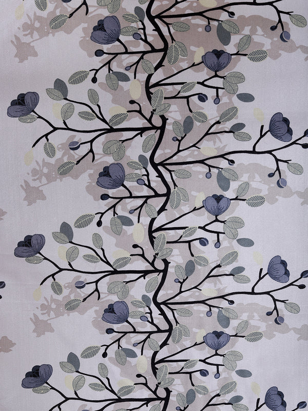 Romee Off White & Green Floral Patterned Set of 2 Long Door Curtains