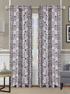 Romee Off White & Green Floral Patterned Set of 2 Long Door Curtains