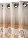 Beige & White Set of 1 Floral Room Darkening Long Door Curtain