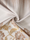 Beige & White Set of 1 Floral Room Darkening Long Door Curtain
