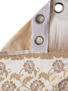 Beige & White Set of 1 Floral Room Darkening Long Door Curtain