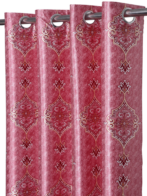 Romee Pink Ethnic Motifs Patterned Set of 2 Long Door Curtains