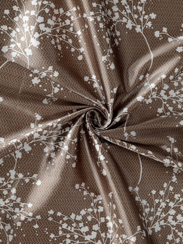 Romee Brown Floral Patterned Set of 2 Long Door Curtains