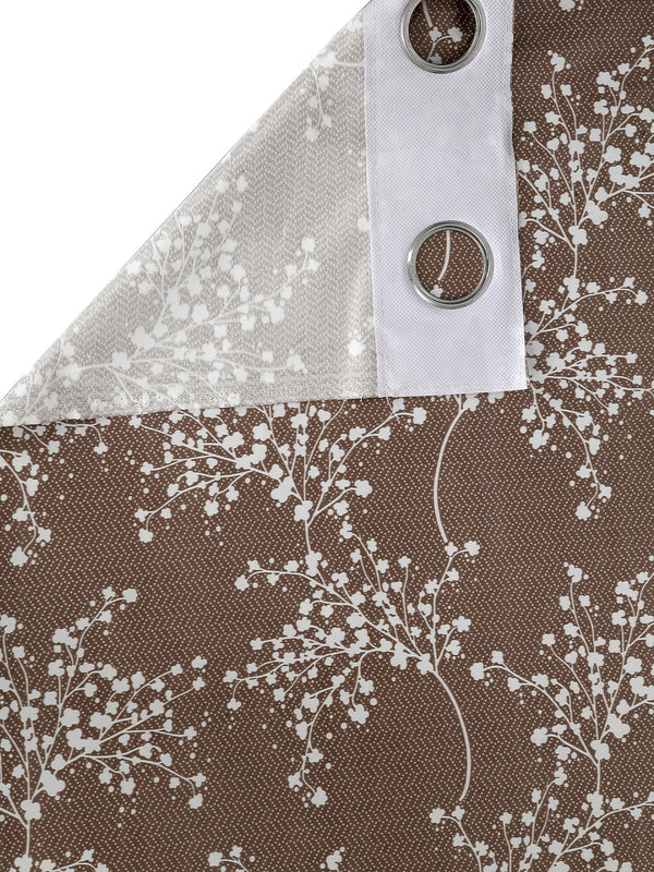 Romee Brown Floral Patterned Set of 2 Long Door Curtains
