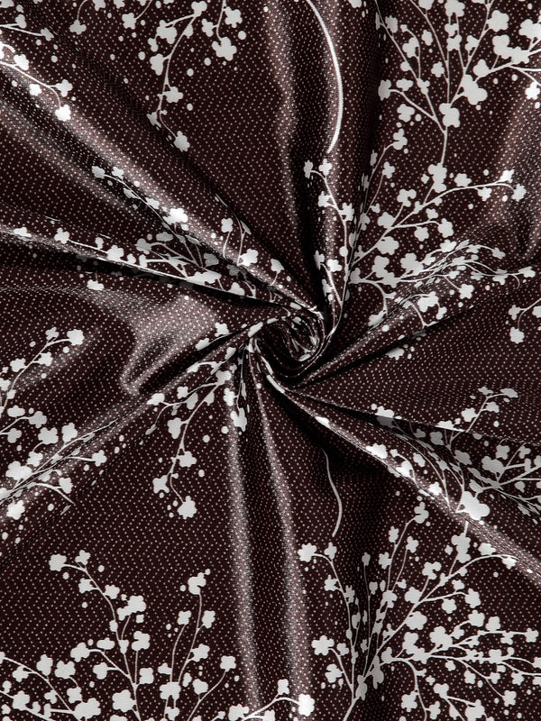 Romee Coffee Brown Floral Patterned Set of 2 Long Door Curtains