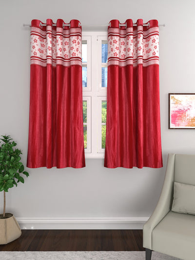 Romee Red Jacquard Set of 2 Curtain Door Curtains