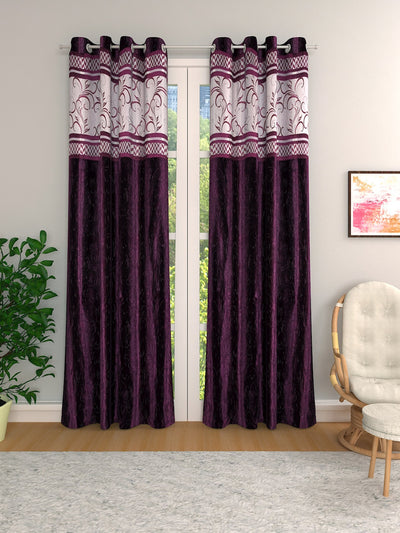Romee Purple Jacquard Set of 2 Curtain Door Curtains