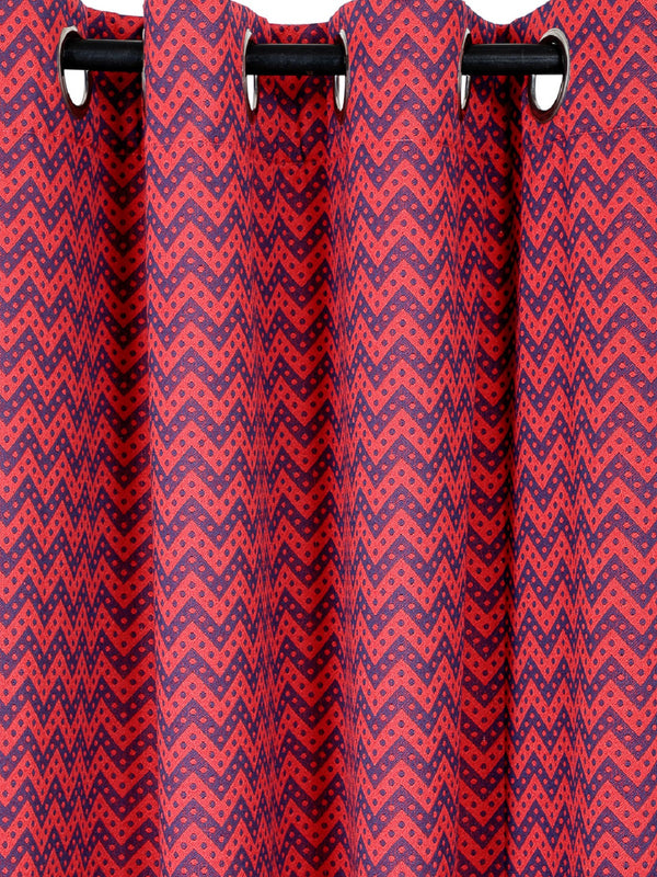 Romee Maroon Geometric Patterned Set of 1 Door Curtains